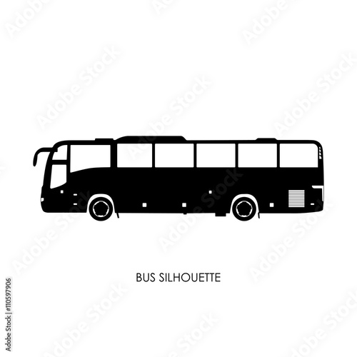 Bus black silhouette on a white background. Vector illustration