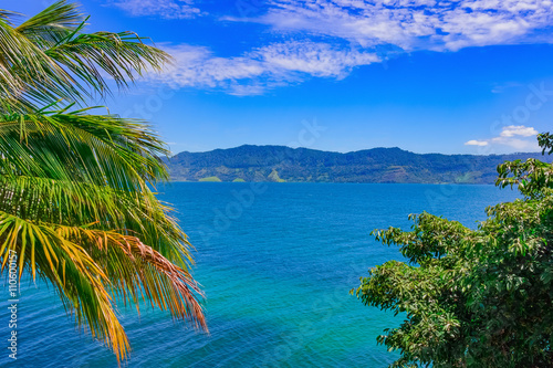 Beautiful tropical landscape  Lake Toba  Sumatra  Indonesia  Southeast Asia. World s largest volcanic lake.