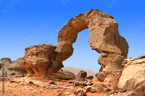 Natural rock bows on the Sahara Desert