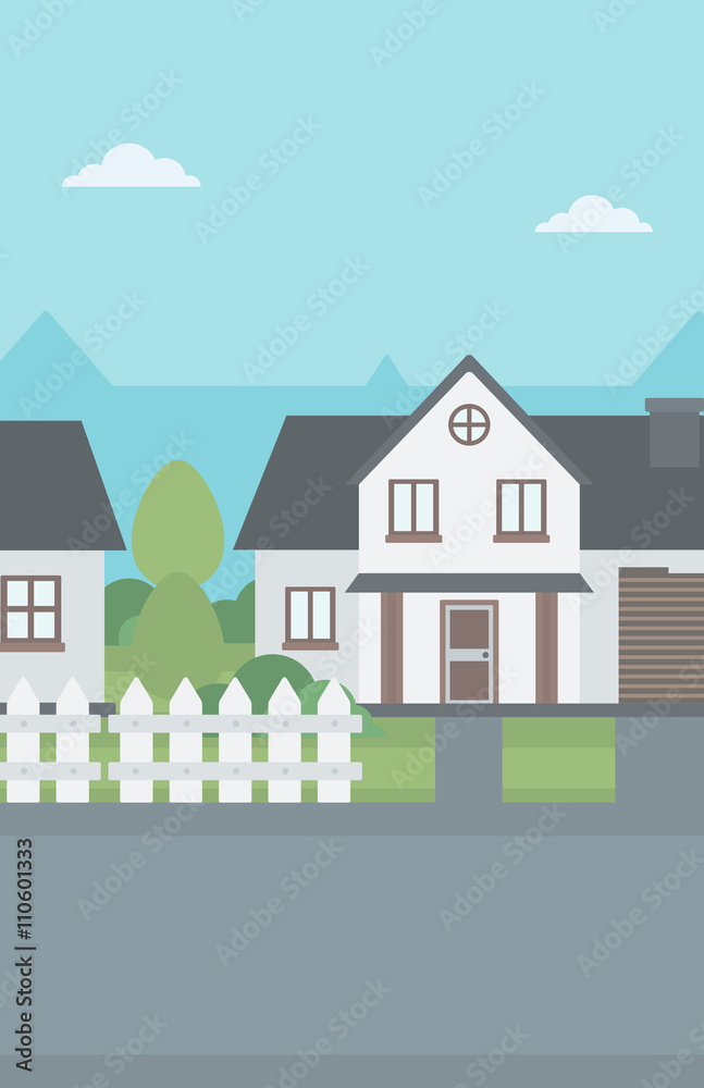Background of suburban house with fence.