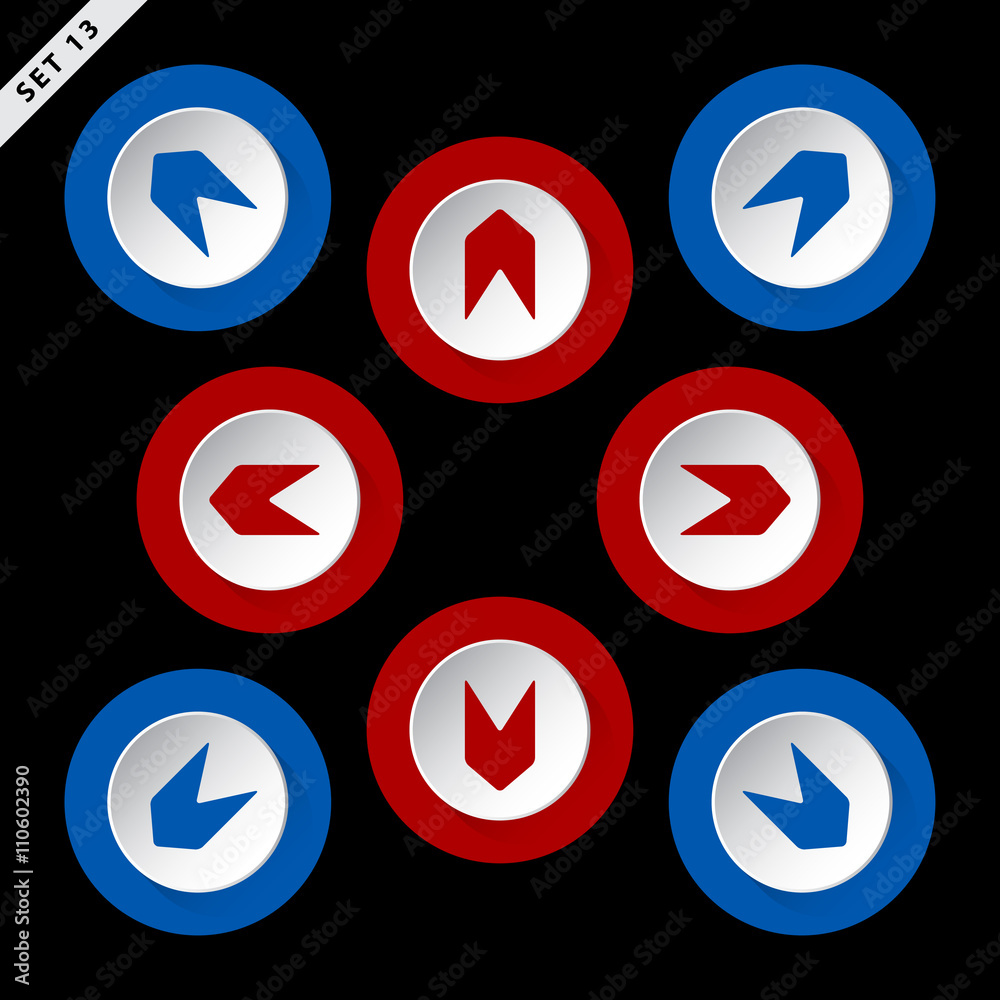 red and blue arrows in eight directions