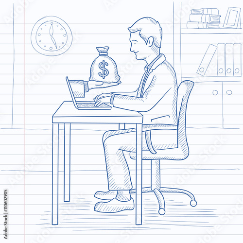 Businessman working in office.