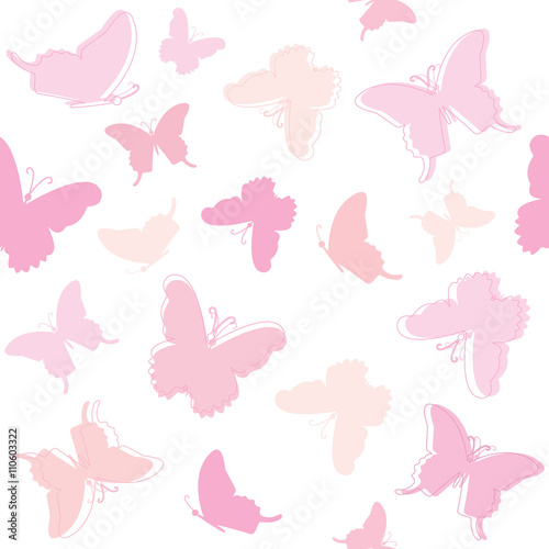 Butterfly wallpaper - Wall mural Cute seamless pattern with butterflies in pastel pink.