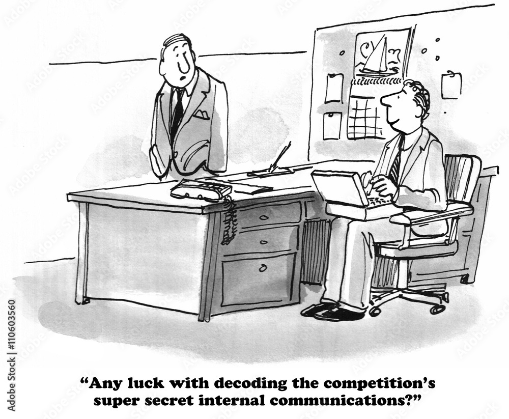 Business cartoon about trying to decode and understand the competition's  communications. Stock Illustration | Adobe Stock