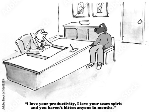Business cartoon about a positive performance review.