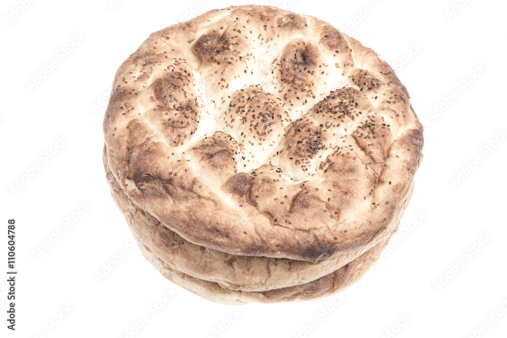 pitta bread on white