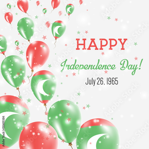 Maldives Independence Day Greeting Card. Flying Balloons in Maldives National Colors. Happy Independence Day Maldives Vector Illustration.