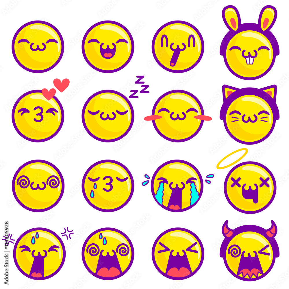 Fototapeta premium Vector set smiles