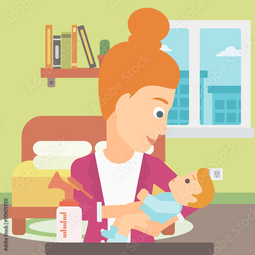 Woman with breast pump.