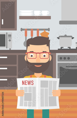 Man reading newspaper.