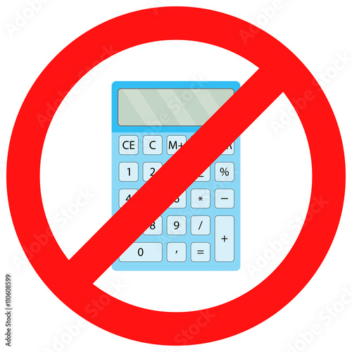 Ban calculator icon flat