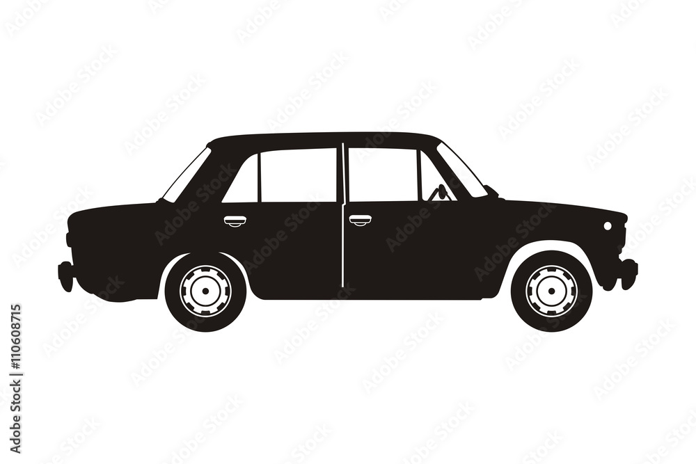 black russian retro car on the white background