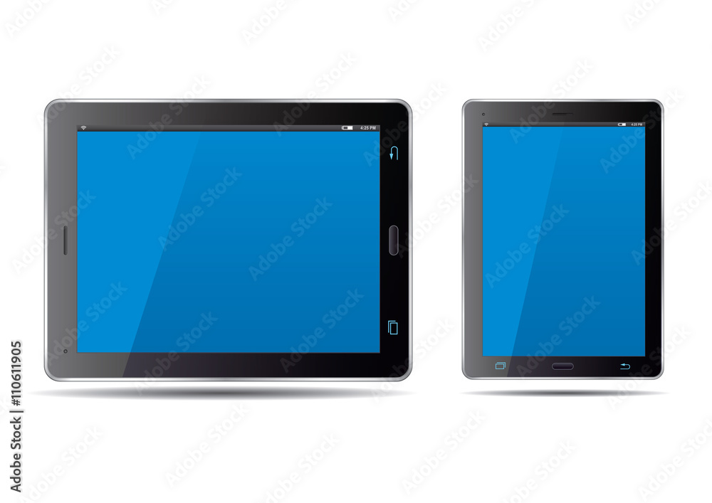 Tablets and blue screen. Vector Illustration. Tablets and blue screen. Vector Illustration.