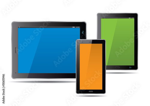 Tablets and vcolor screen. Vector Illustration.
