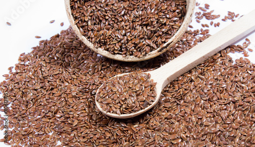 closeup of flaxseed isolated on white