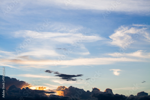 colorful dramatic sky with cloud at sunset