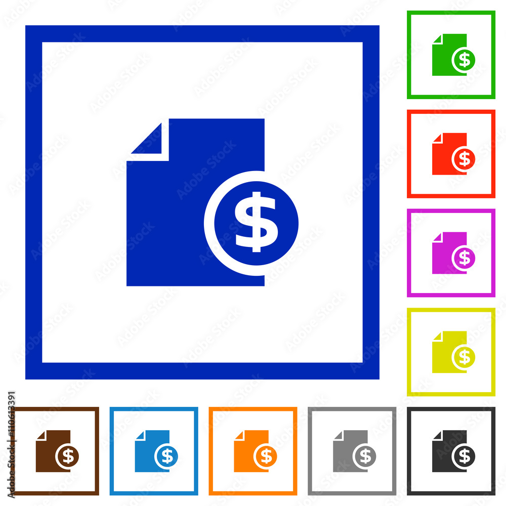 Money report framed flat icons Money report framed flat icons