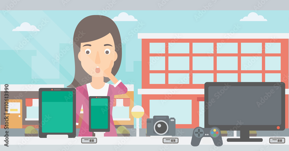 Woman looking at shop window.