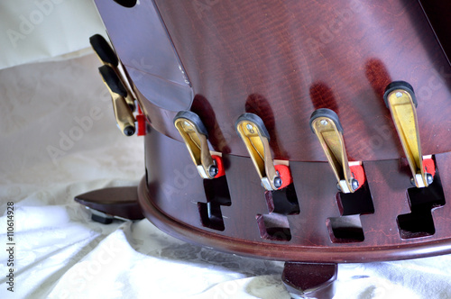 Pedals of a pedal harp