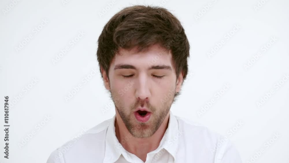 Man respiring. Close up. Slow motion Man respiring. Close up. Slow motion
