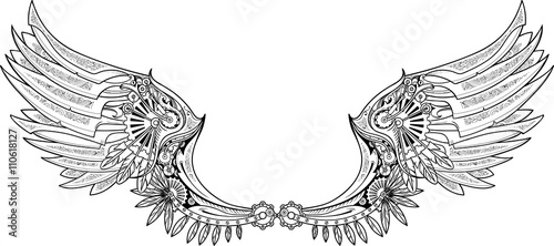 Mechanical wings made in steampunk style. 