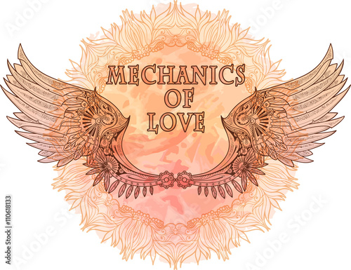steampunk style with floral background.