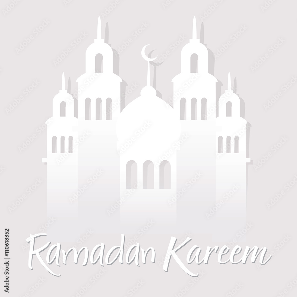 Ramadan Kareen Greetings With Mosque Paper Cut