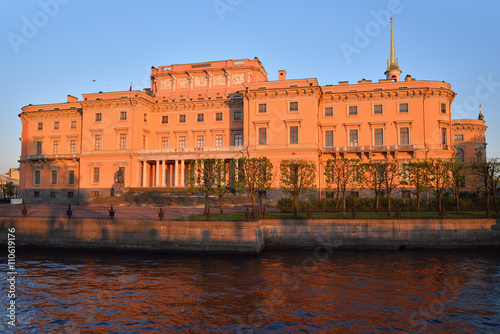 The facade of the Mikhailovsky engineers castle and the river