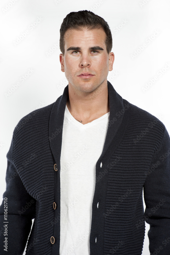Fototapeta premium White Athletic Male in Sweater
