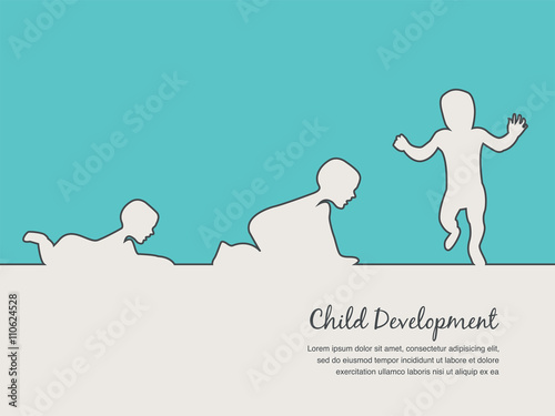 baby development icon, child growth stages. toddler milestones of first year