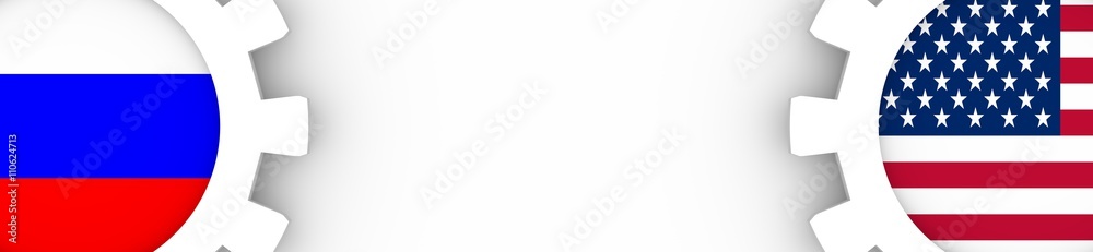 Fototapeta premium Web Banner, Header Layout Template. Politic and economic relationship between USA and Russia