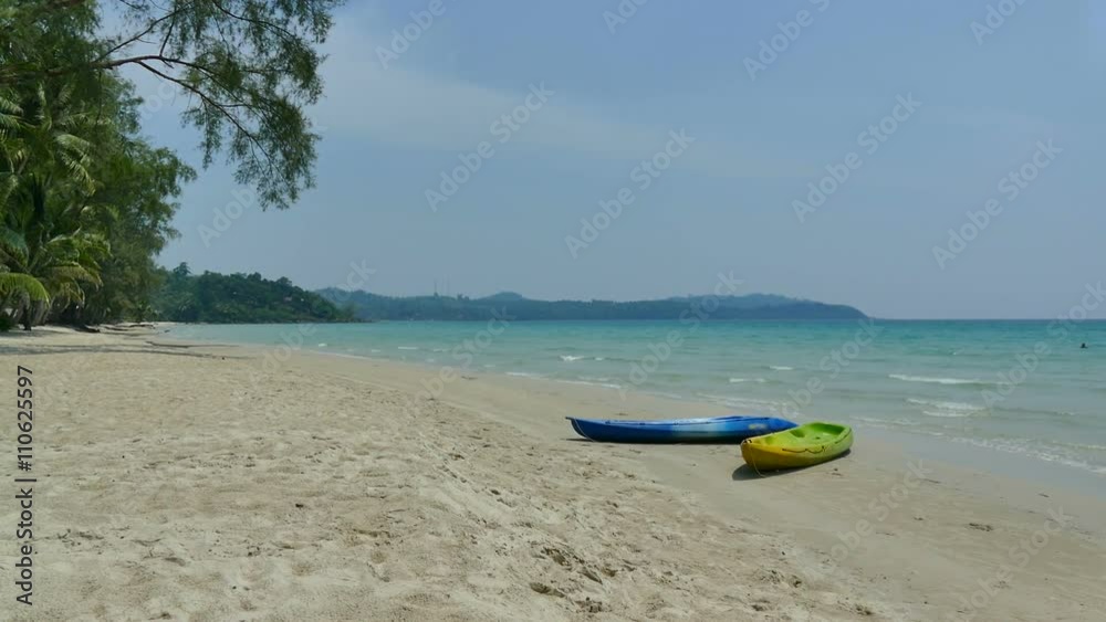 Nature with tropical sea and beach on white cloud and blue sky Nature with tropical sea and beach on white cloud and blue sky