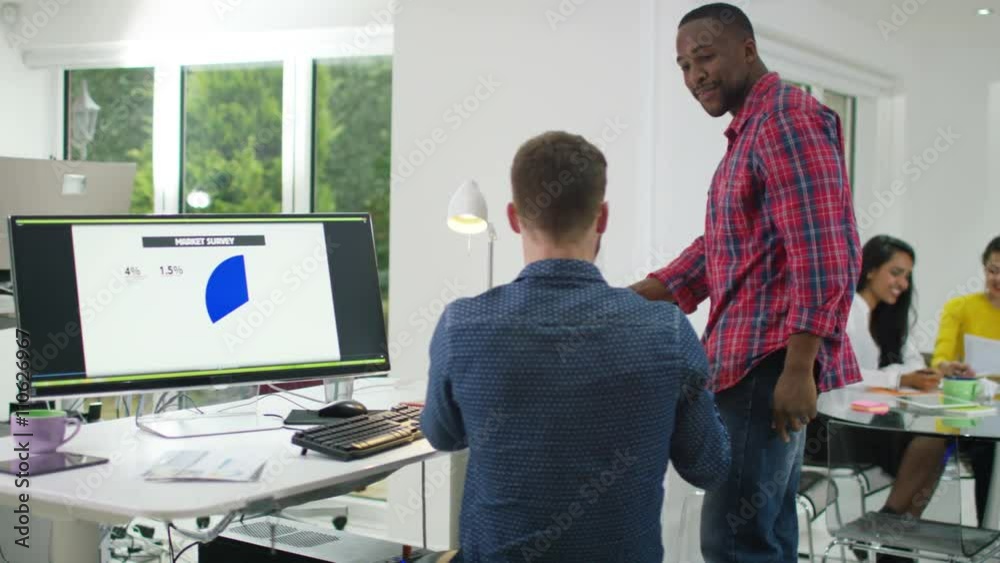  Casual businessman uses a segway to travel around office 