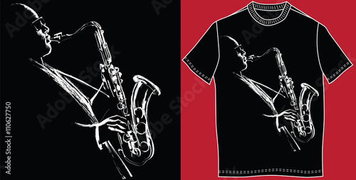 T-shirt with saxophonist