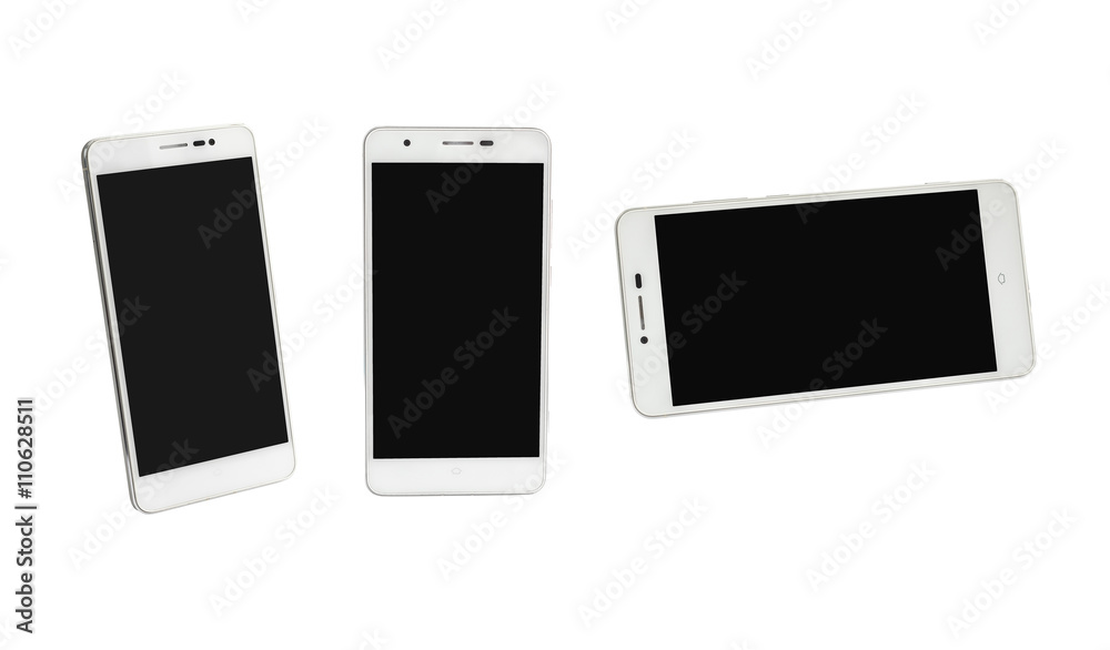 white smartphone and empty screen white smartphone and empty screen