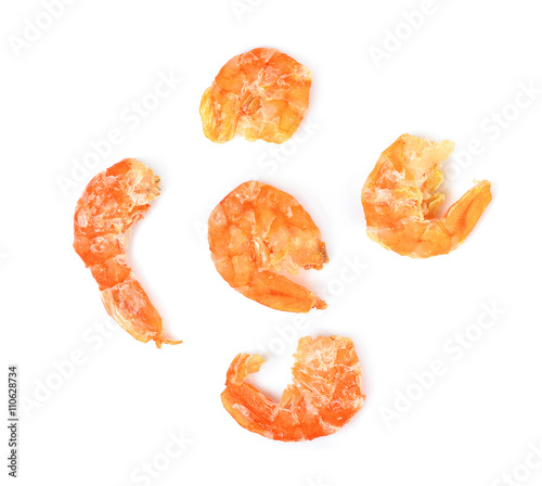Dried shrimp isolated on the white background