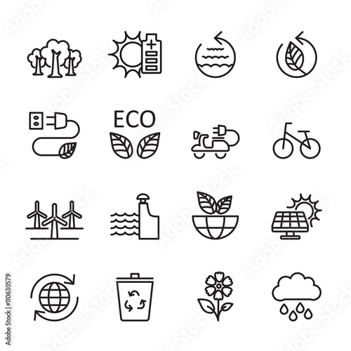 thin line ecology icon set 7  vector eps10