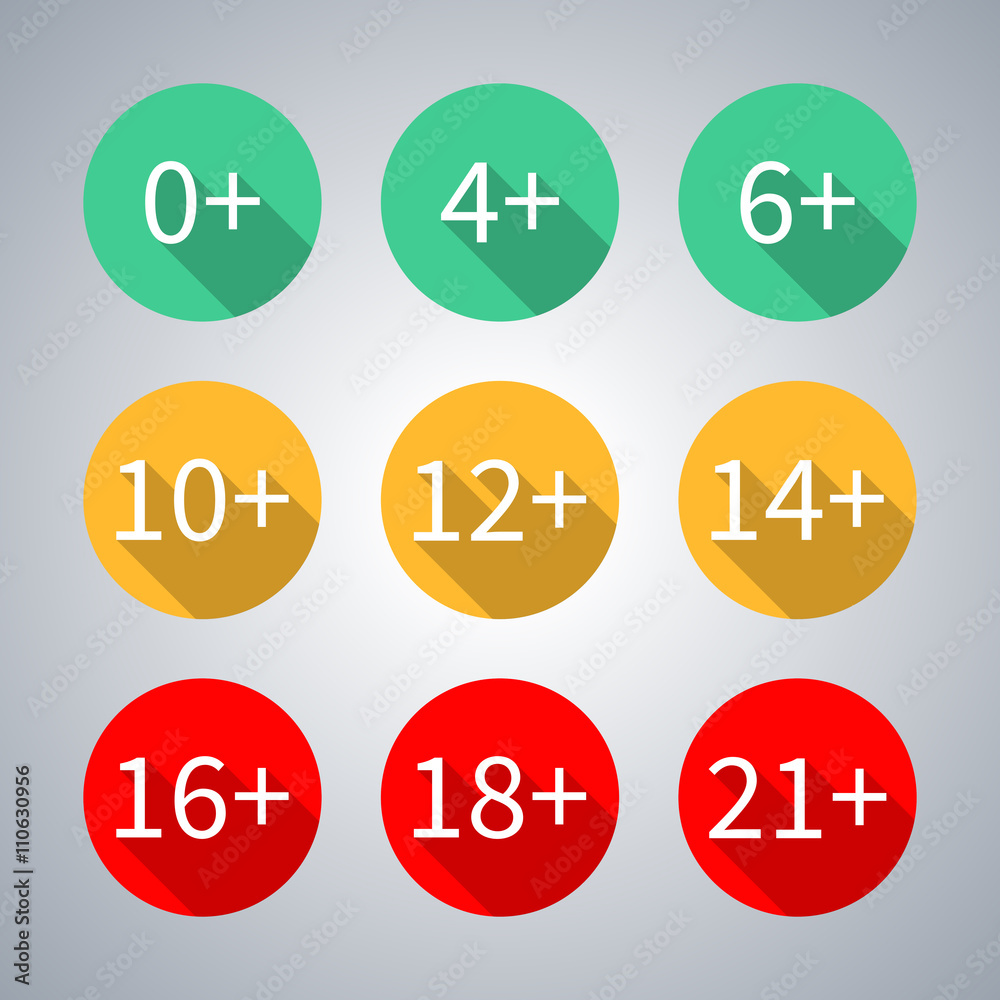 Icons age limit, vector illustration. Icons age limit, vector illustration.