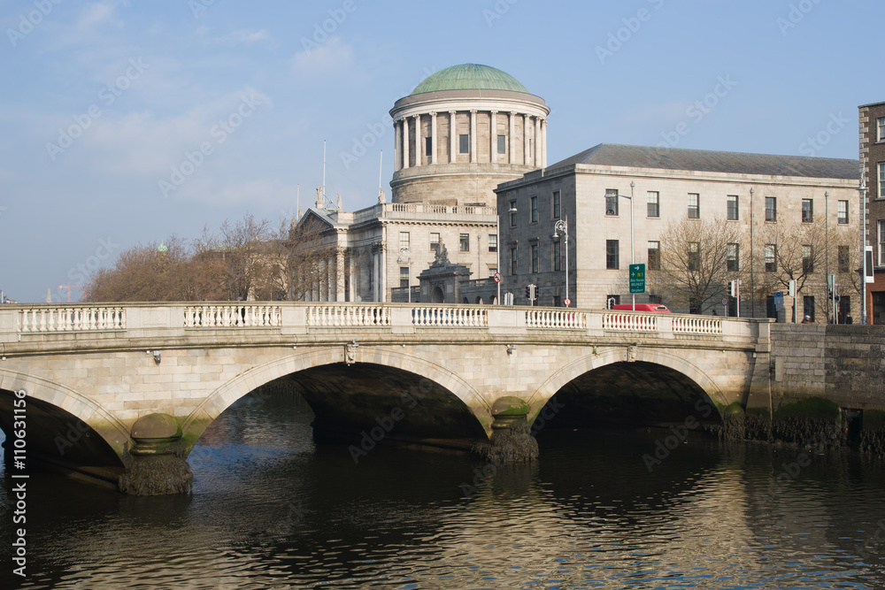 O'Donovan Rossa Bridge and Four Courts in Dublin