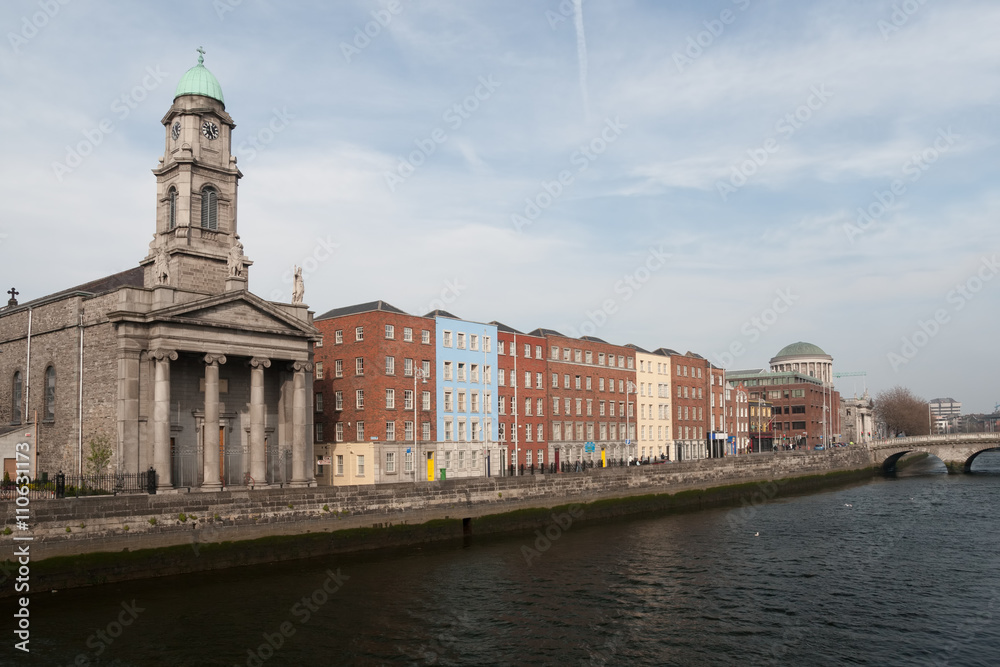 Saint Paul's Church and River Liffey in Dublin