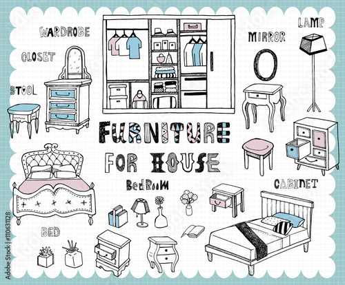 Hand drawn home furnishing set-Bedroom 
