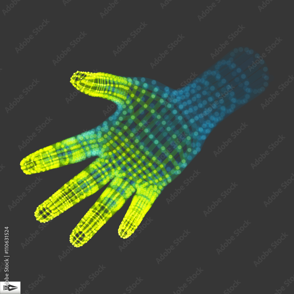 Human Arm. Human Hand Model. Hand Scanning. 3d Covering Skin Human Arm. Human Hand Model. Hand Scanning. 3d Covering Skin