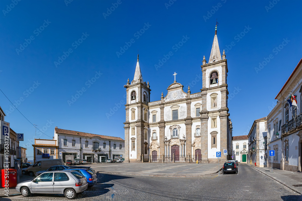 Panorama of the Portalegre Cathedral, or Se de Portalegre, Portugal. Mannerist and Baroque styles.