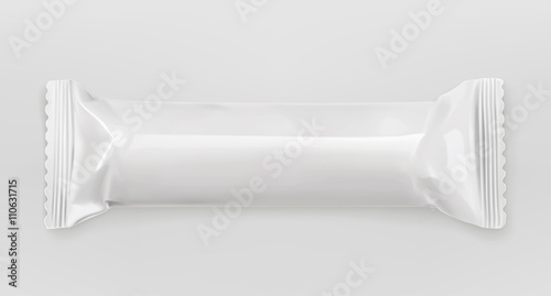 White polyethylene package, chocolate bar, vector mockup
