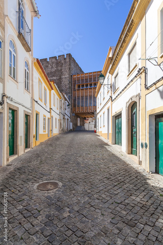 Fototapeta Naklejka Na Ścianę i Meble -  Image of the street that leads to the Portalegre city castle entrance. Alto Alentejo, Portugal.