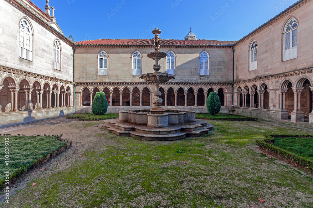 Fountain in the cloister of the S. Bento monastery, Santo Tirso, Portugal. Benedictine order. Built in the Gothic (cloister) and Baroque (church) style.