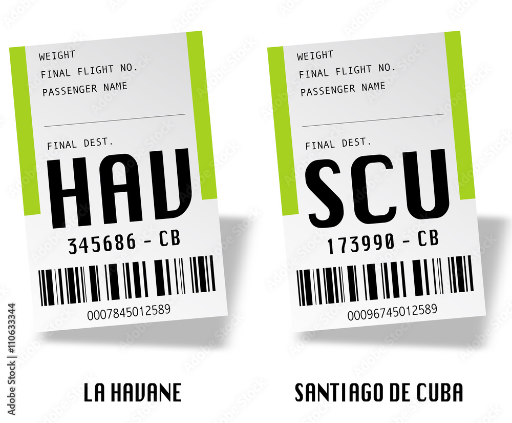 Fototapeta premium Cuba airport bag tags - HAV, SCU