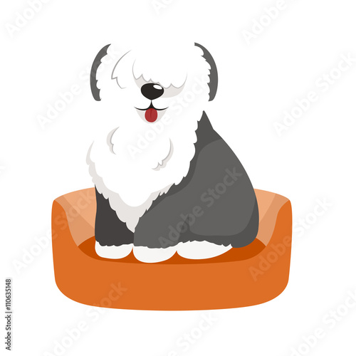 vector cute pet bed, place for sleeping dog isolated