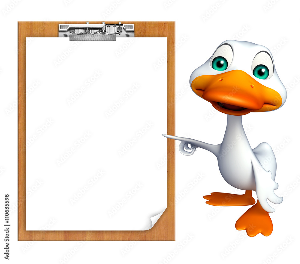 cute Duck cartoon character with exam pad Stock Illustration | Adobe Stock