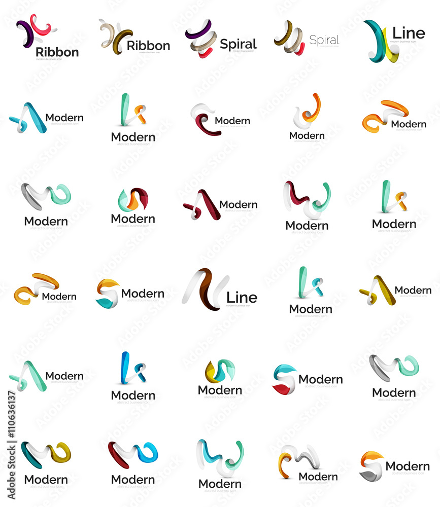 Set of abstract ribbon logo icons Set of abstract ribbon logo icons